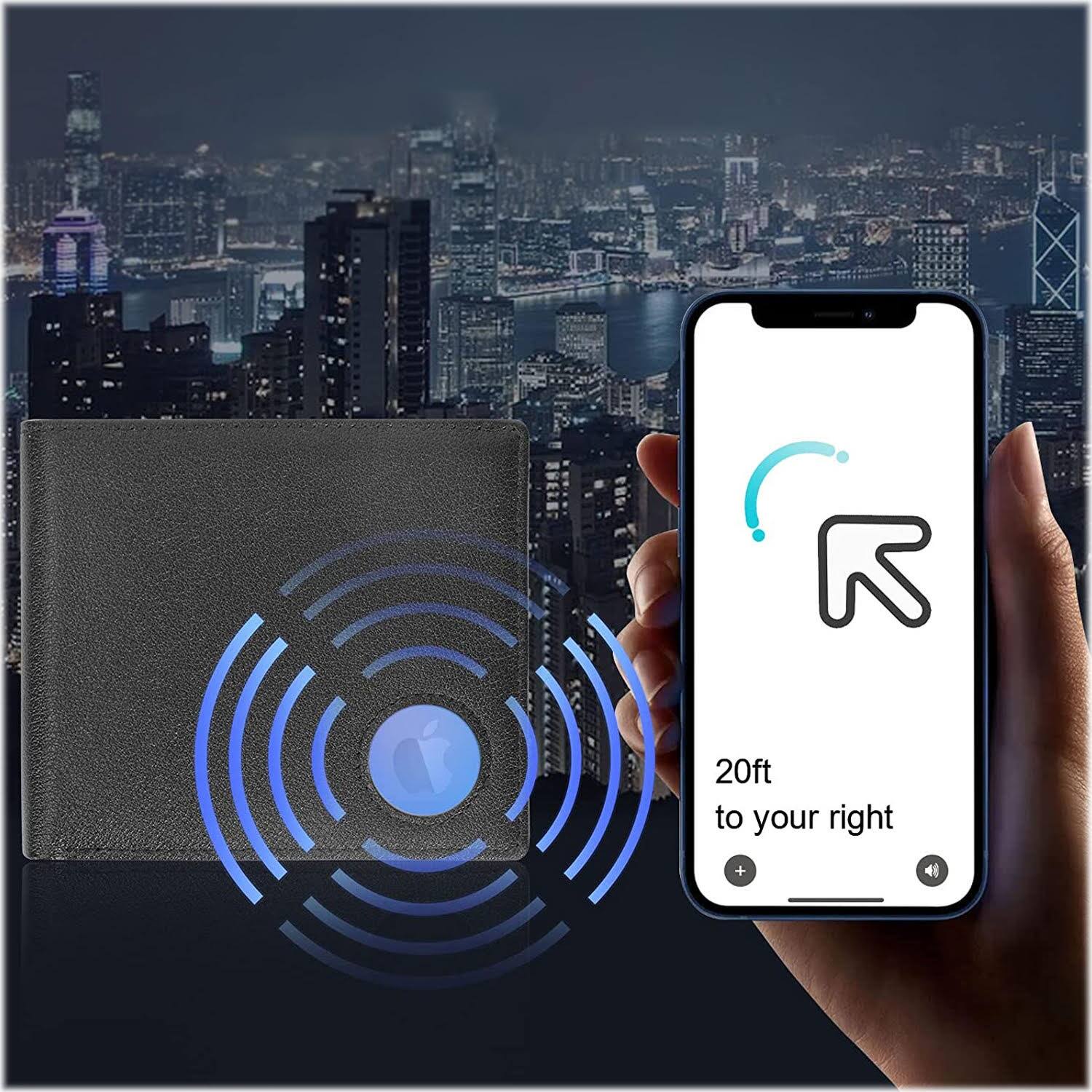 Alt View 14. SaharaCase - Genuine Leather Wallet Case for Apple AirTag - Black.