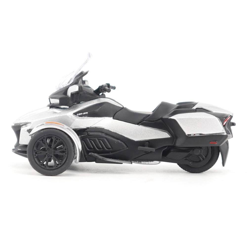 Angle. BRP Models - Can-Am Spyder RT 3-Wheel Motorcycle Hyper Silver Metallic with Driver Figure 1/32 Diecast Model by BRP Models - Silver Metallic.