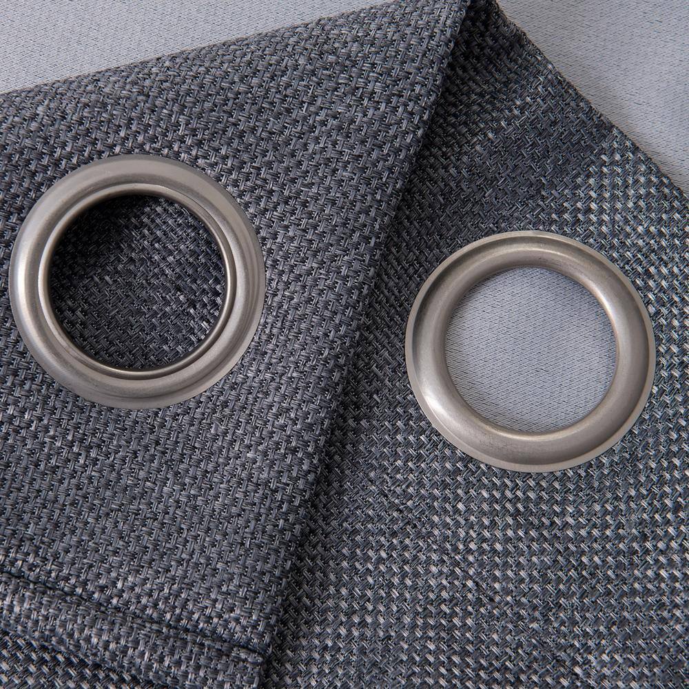 Alt View 4. Olivia Gray - Olivia Gray Lucas Charcoal Jacquard Blackout Grommet Curtain Panel - Charcoal.