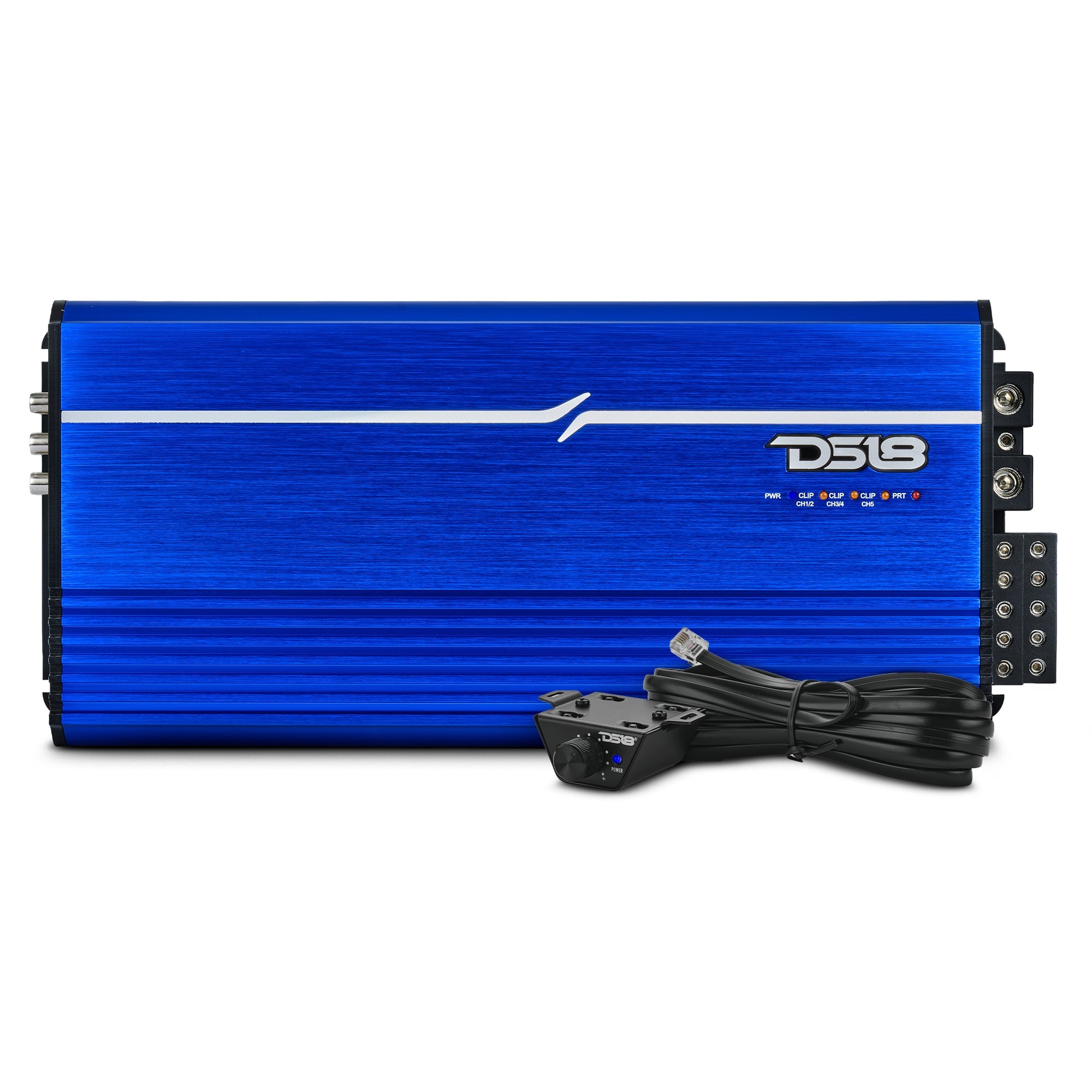 DS18 Audio - FRP 5-Channel Class D Car Amplifier with Remote Level Control - Blue