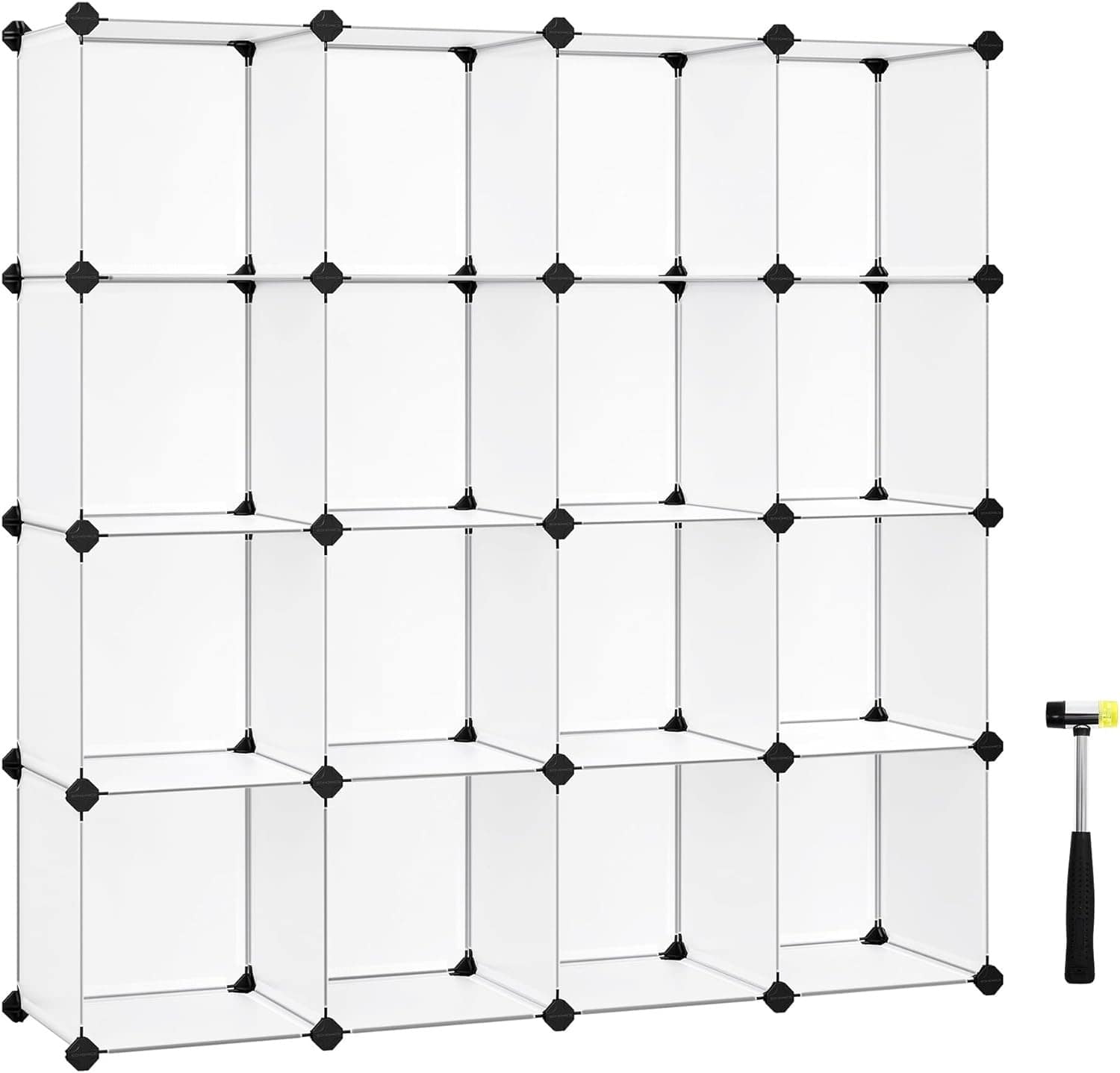 Songmics Home - Cube Storage Organizer Set of 16 – Plastic Modular Shelves for Closet - White