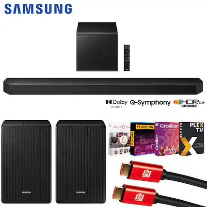 SAMSUNG Dolby Q-Symphony HDR 10+ PASSIN8OOGK ATMOS DAILY BUR FLIXFLING Groxker TV PLEX the a better.you TV a | 1 PLEX FLIXFLING Gronker STREAM X SMARTER 1 SAMSUNG SAMSUNG 1
