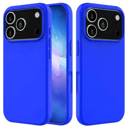 Front. Home Collection - High Quality Silicone Soft Touch Slim Cover Case 6.3-in for iphone 17 Pro - Dark Blue.