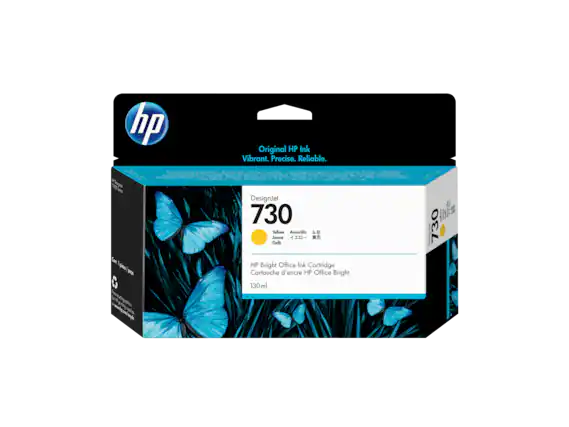 Original HP Ink
Vibrant. Precise. Reliable.
DesignJet 730
Yellow
Amarillo
Jaune
Gelb
HP Bright Office Ink Cartridge
Cartouche d'encre HP Office Bright
130ml