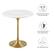 Artificial Marble Tabletop with Beveled Edge
Tapered Brushed Gold Metal Pedestal Base
Non-Marking Felt Pad