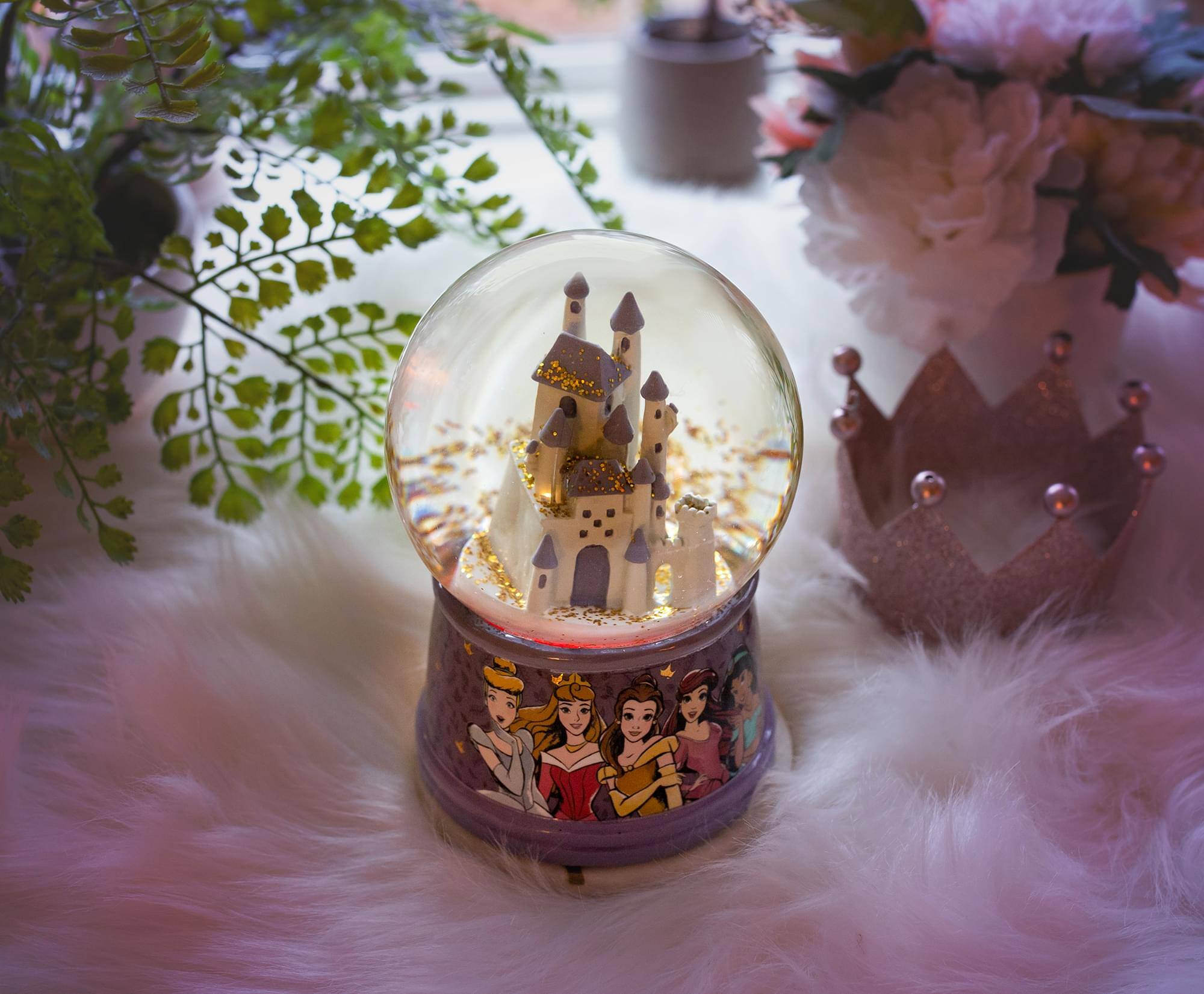 Alt View 4. Disney - Disney Princess Castle Light-Up Snow Globe | 6 Inches Tall - Purple.
