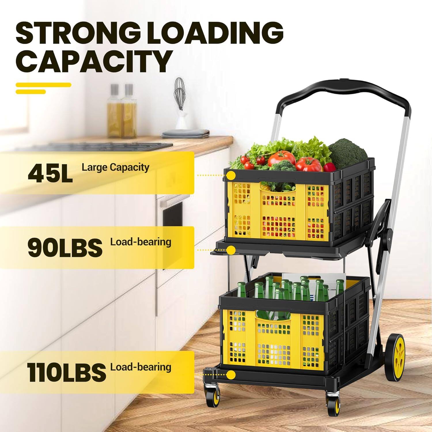 STRONG LOADING CAPACITY
45L Large Capacity
90LBS Load-bearing
110LBS Load-bearing