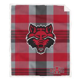 Pegasus - Arkansas State Red Wolves 60" x 70" Plaid Steel Royal Plush Sherpa Blanket - Multicolor