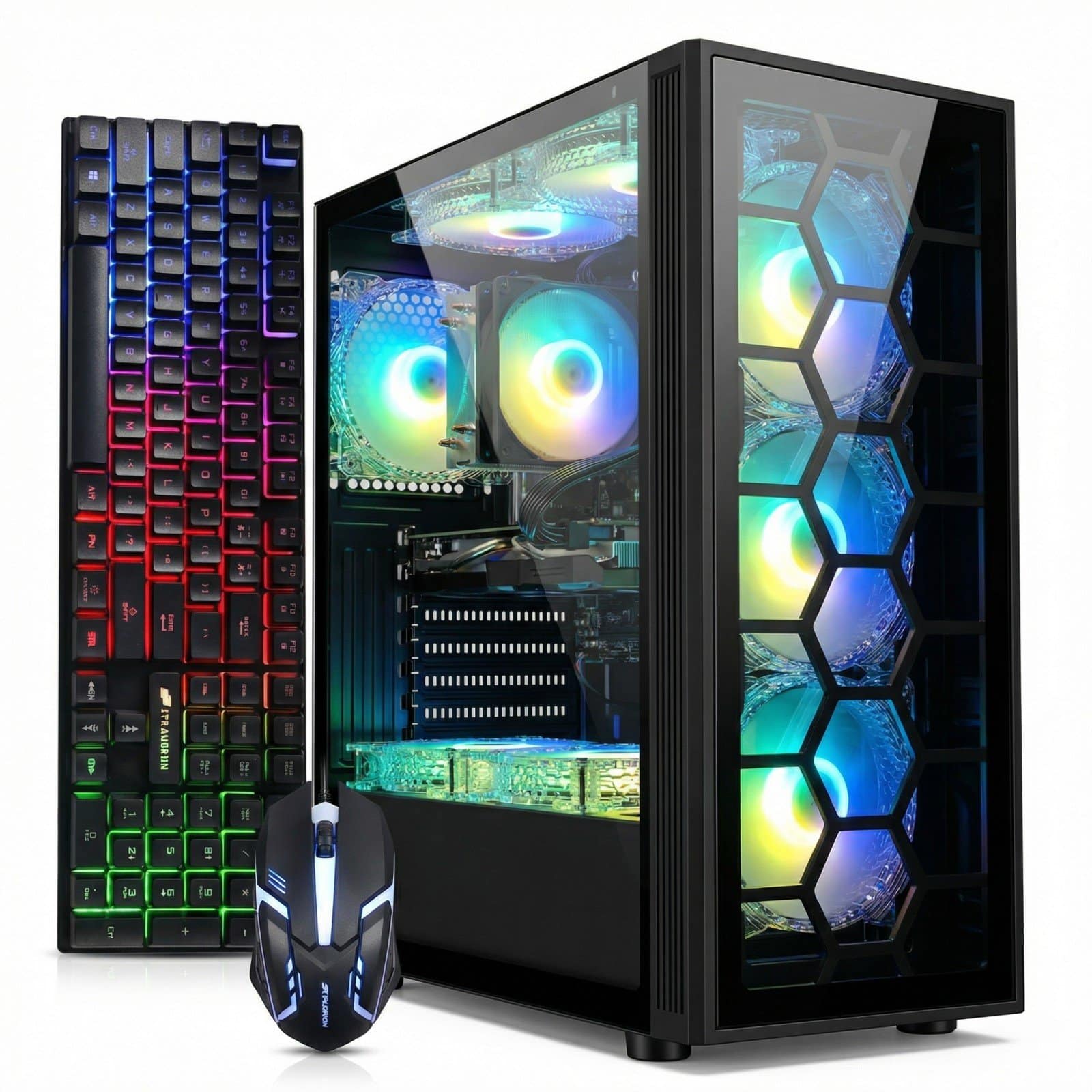 STGAubron - Gaming Desktop PC, Intel Core i7 up to 3.9G, GeForce RTX 3050 6G, 32G RAM, 1TB SSD, WiFi 6, Win11H - Black