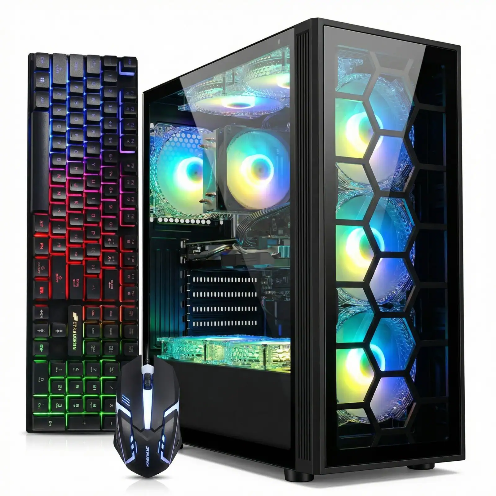 STGAubron - Gaming PC Desktop, Intel Core i7 up to 3.9 GHz, GeForce RTX 3050 6G GDDR6 Graphics, 16G RAM, 512G SSD, WIN11H - Black
