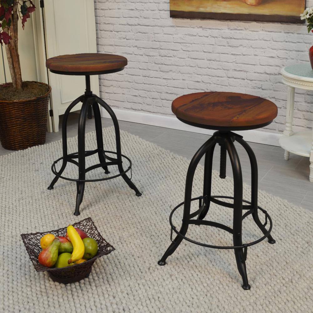 Alt View 1. Carolina Chair & Table - Ryder Adjustable Barstool - Chestnut Seat - Black Base - Chestnut, Black.