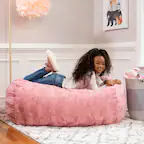 Front. Jaxx - Jaxx Sofa Saxx Bean Bag Couch - 4 Foot - Faux Fur, Rose Quartz - Faux Fur - Rose Quartz.