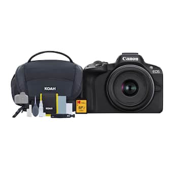 Canon EOS R50 Mirrorless Camera with 18 45mm Lens SD Card and Canon EOS R50 Mirrorless Camera with 18 45mm Lens SD Card and