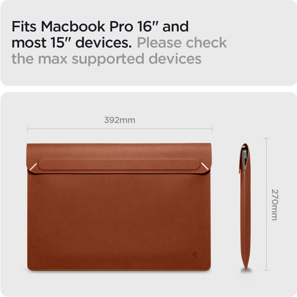 Fits Macbook Pro 16" and most 15" devices. Please check the max supported devices

392mm

270mm
