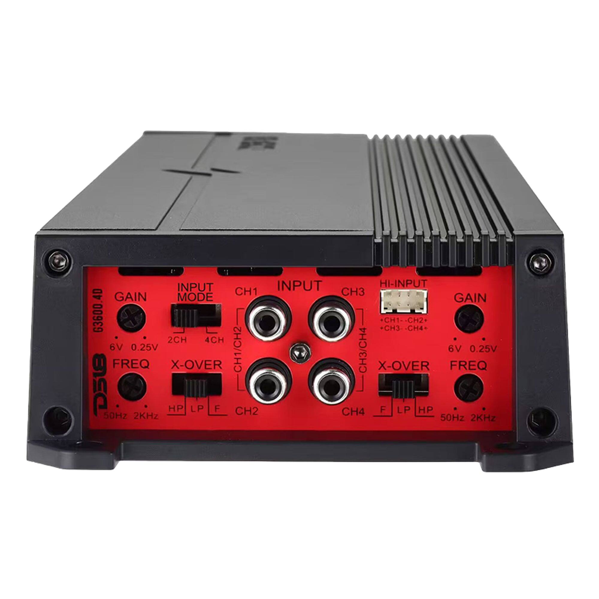 INPUT CH1  
INPUT CH3  
HI-INPUT  
GAIN  
MODE  
GAIN  
63600.4D  
6V 0.25V  
2CH 4CH  
+CH1--CH2+  
+CH3--CH4+  
CH1/CH2  
CH3/CH4  
6V 0.25V  
FREQ  
X-OVER  
X-OVER  
FREQ  
D518  
50Hz 2KHz  
HP LP F  
CH2  
CH4  
F LP HP  
50Hz 2KHz