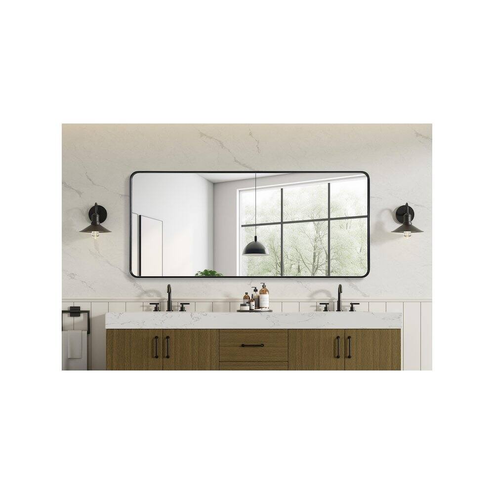 Alt View 3. Elegant Decor - Contour Metal Rectangle Mirror 32x72 in Black - Black.