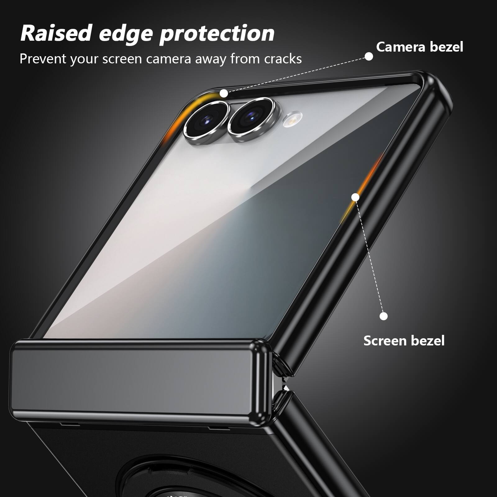 Raised edge protection  
Prevent your screen camera away from cracks  
Camera bezel  
Screen bezel