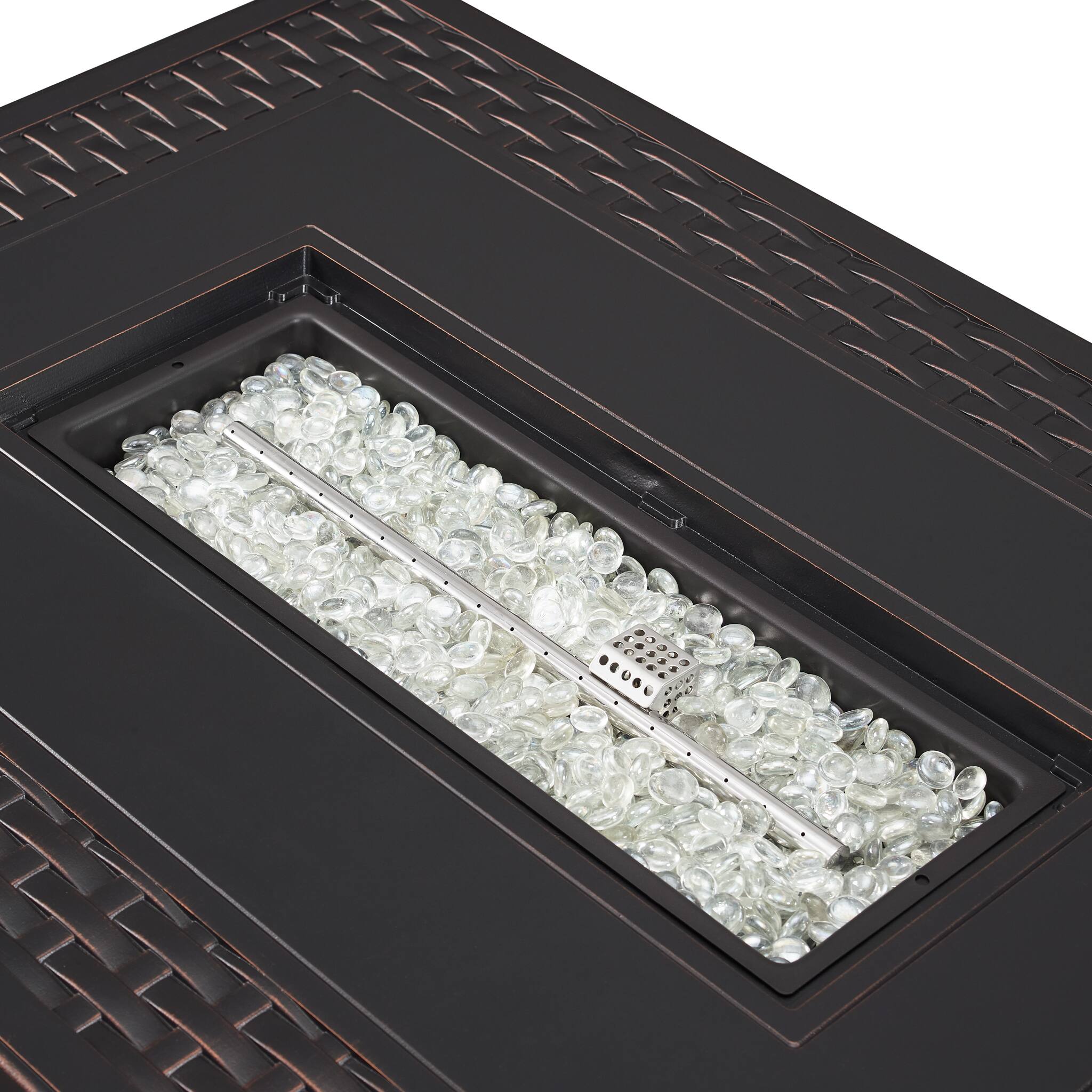 Alt View 12. Fire Sense - Albany Aluminum Rectangular LPG/NG Fire Pit - Antique Bronze.