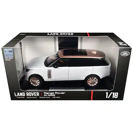 LAND ROVER Range Rover V2 ----
6+ AGES
1:18 DIE-CAST MODEL CAR Die-cast Metal
LAND ROVER
Range Rover LAND ROVER SV 2022 Free Wheel Opening Doors Realistic Sound LED Lights
1/18