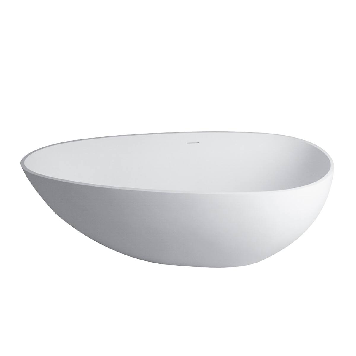 Alt View 2. Loheer - Loheer 59 in Freestanding Stone Resin Soaking Bathtub in Matte White with Center Drain and Overflow - Matte White.