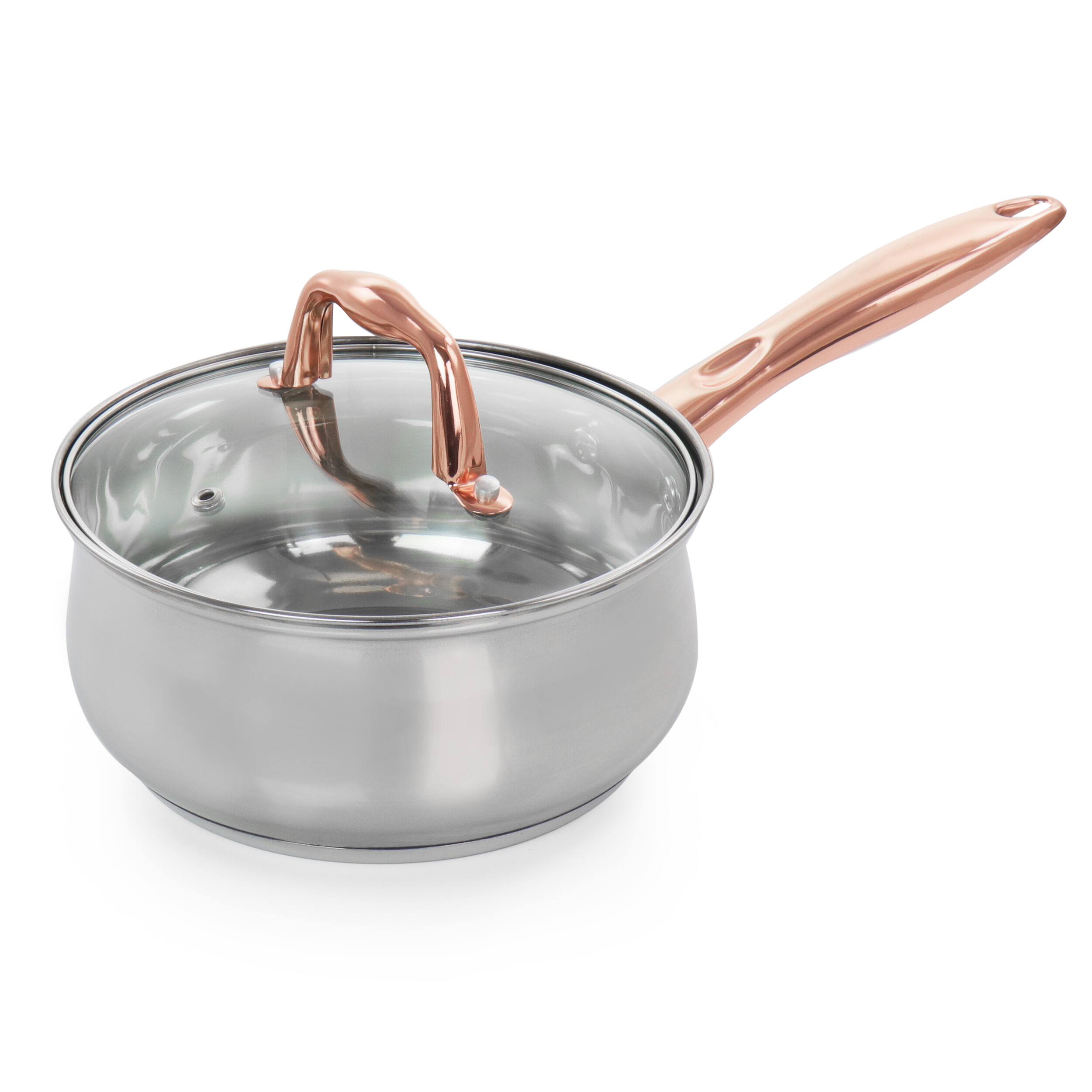 Alt View 4. Gibson - Gibson Home Bransonville 8 Piece Stainless Steel Cookware Set in Chrome and Bronze - Bronze.