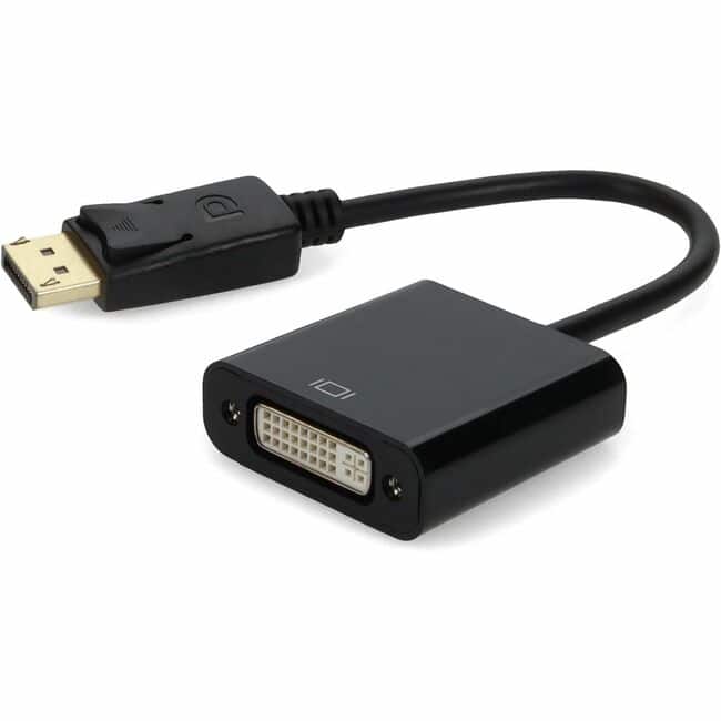 AddOn - DisplayPort to DVI Dual Link Active Video Converter - Male to Female Dongle - 8" DisplayPort/DVI Video Cable for - Black
