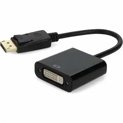 Front. AddOn - AddOn DisplayPort to DVI Dual Link Active Video Converter - Male to Female Dongle - 8" DisplayPort/DVI Video Cable for - Black.