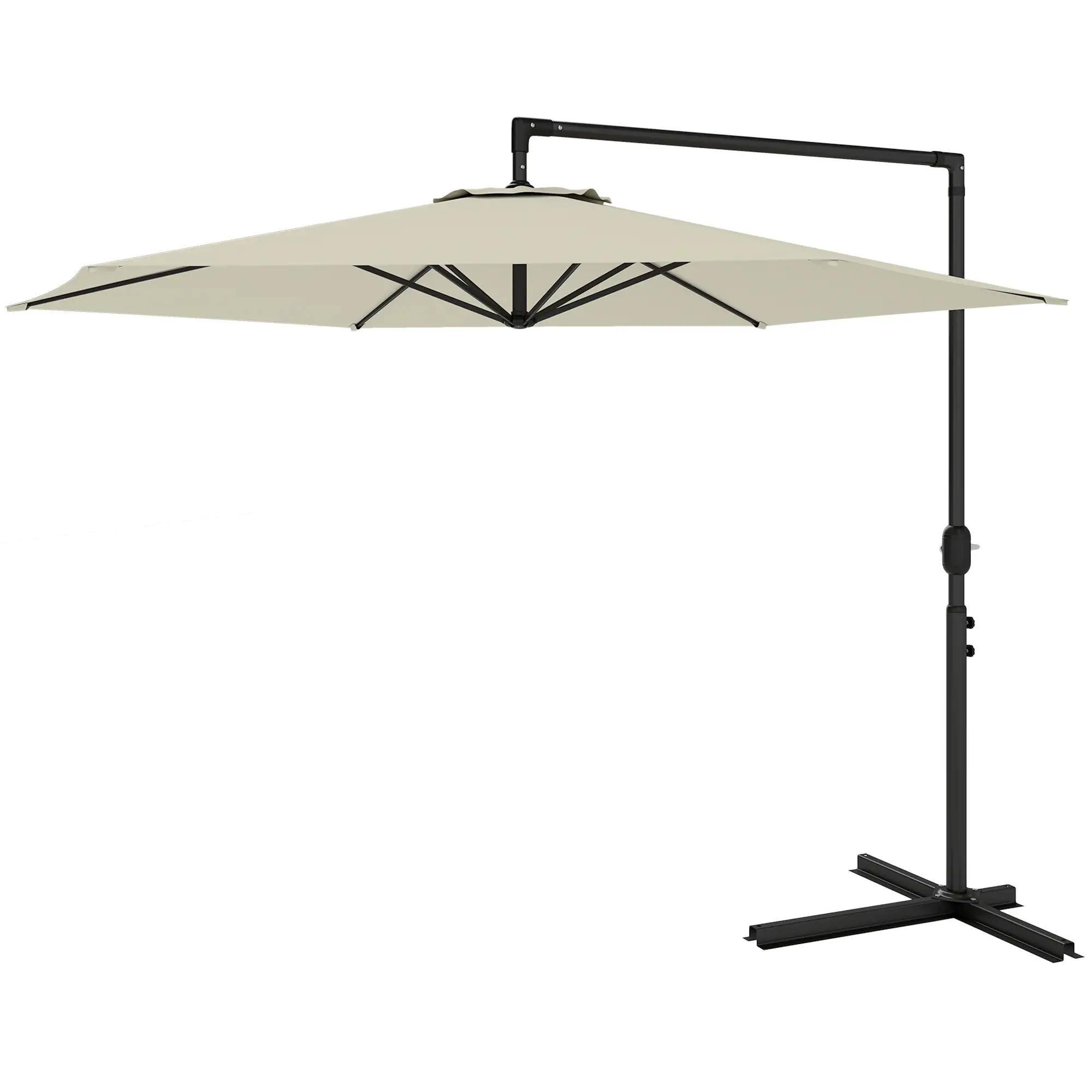 Front. Spaco - Spaco 9.5FT Offset Patio Umbrella with Crank, Round Cantilever Base for Deck - Beige.
