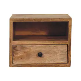 Artisan Furniture - Solid Wood Solis 1-Drawer -ish Wall Mounted Nightstand - Oak