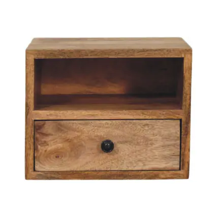 Front. Artisan Furniture - Artisan Furniture Solid Wood Solis 1-Drawer Oak-ish Wall Mounted Nightstand - Oak.