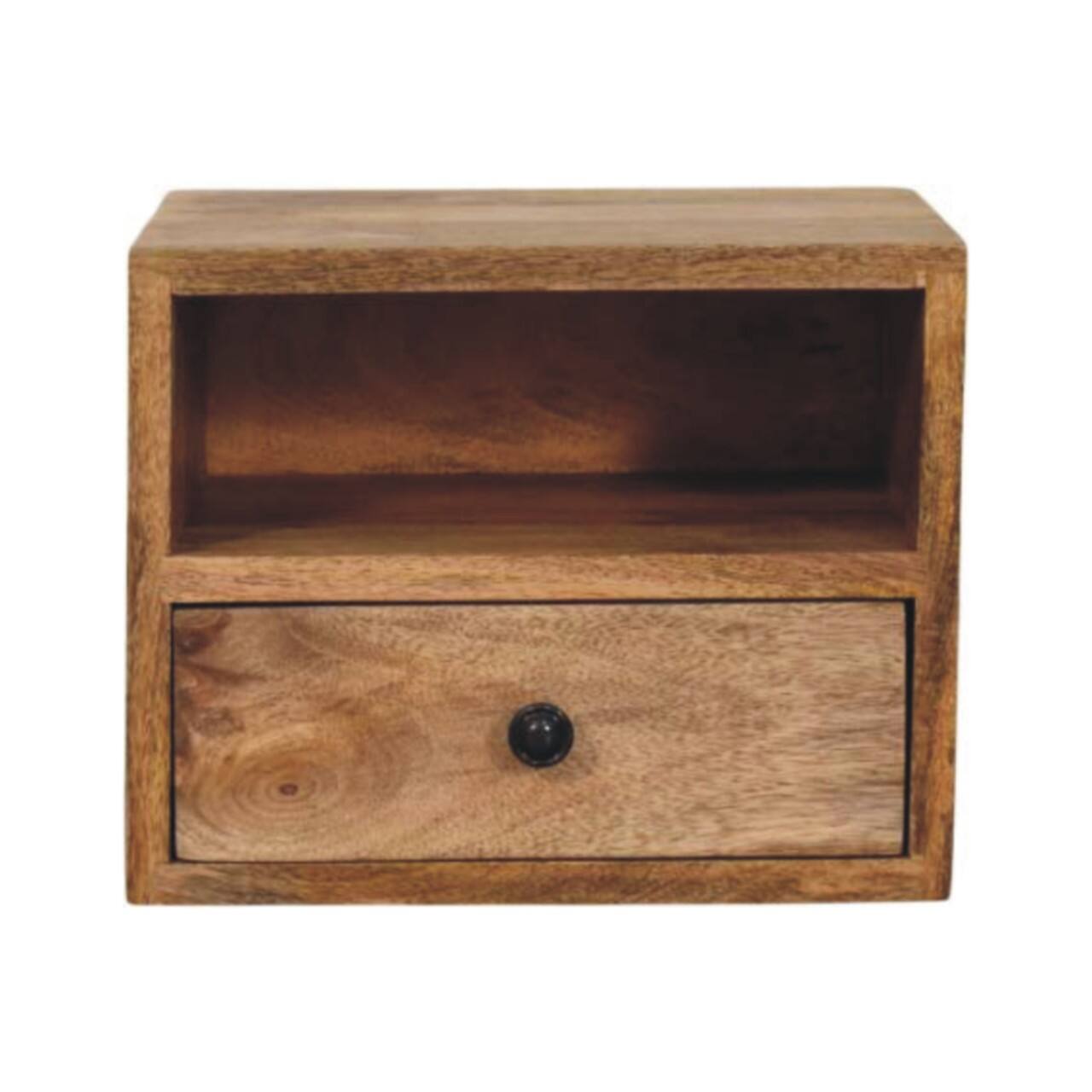 Front. Artisan Furniture - Artisan Furniture Solid Wood Solis 1-Drawer Oak-ish Wall Mounted Nightstand - Oak.