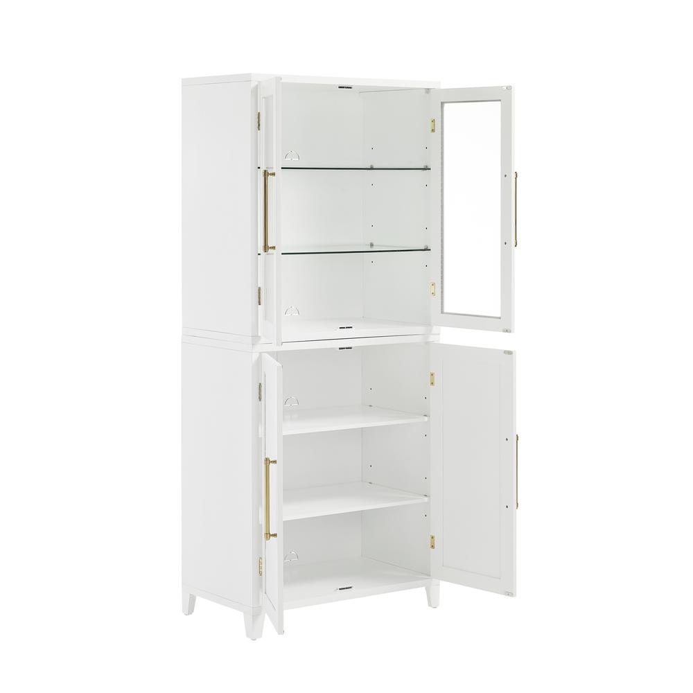 Back. Crosley Furniture - Roarke Pantry Storage Cabinet With Glass Door Hutch - White.