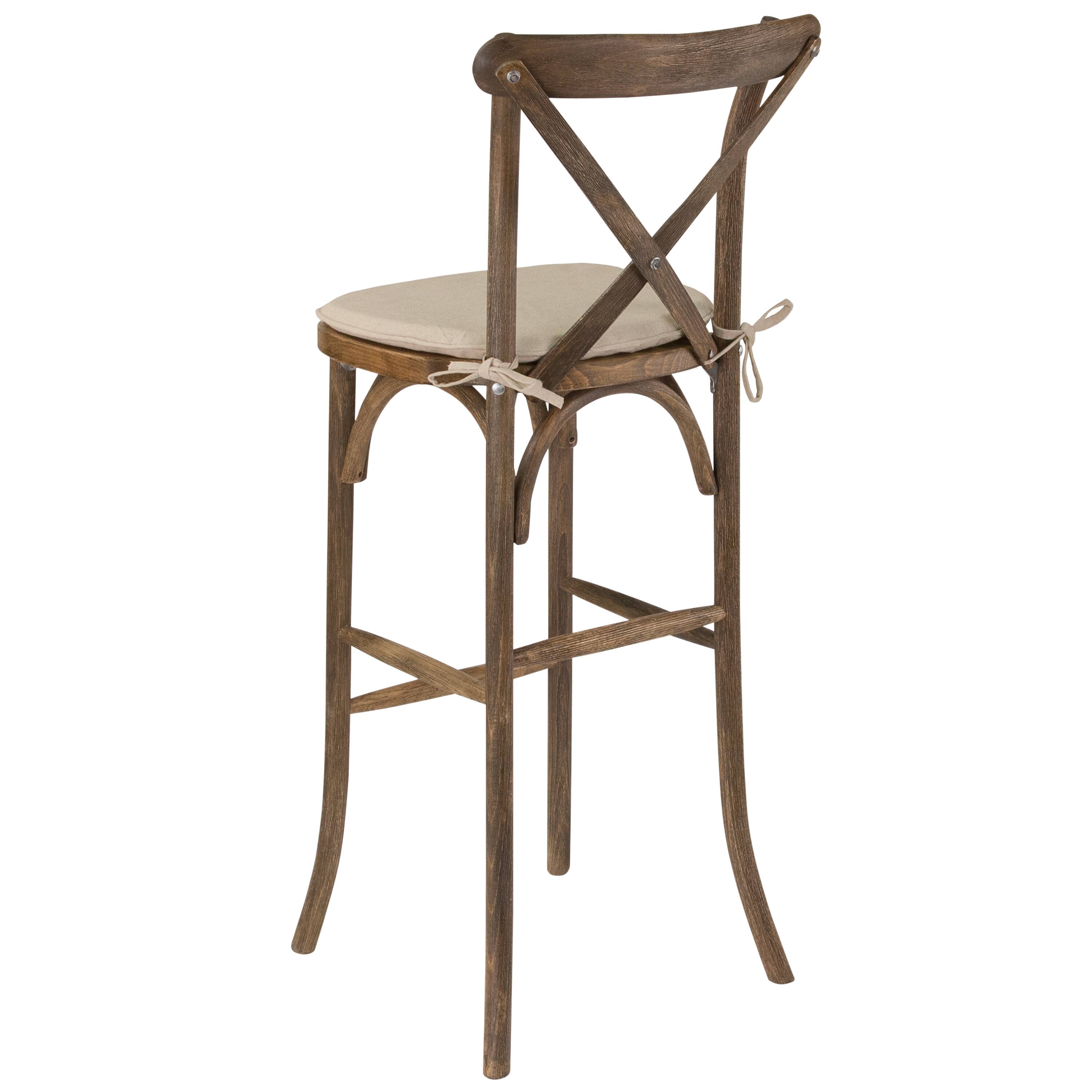 Alt View 14. Alamont Home - HERCULES Series Wood Cross Back Barstool with Cushion - Dark Antique.