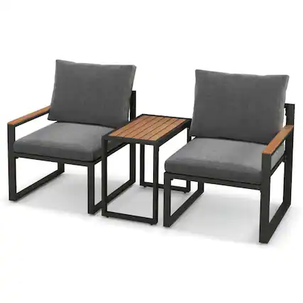 Front. Pefilos - 3 Pieces All-Weather Outdoor Conversation Set, Versatile Patio Set with Soft Cushions - Gray.