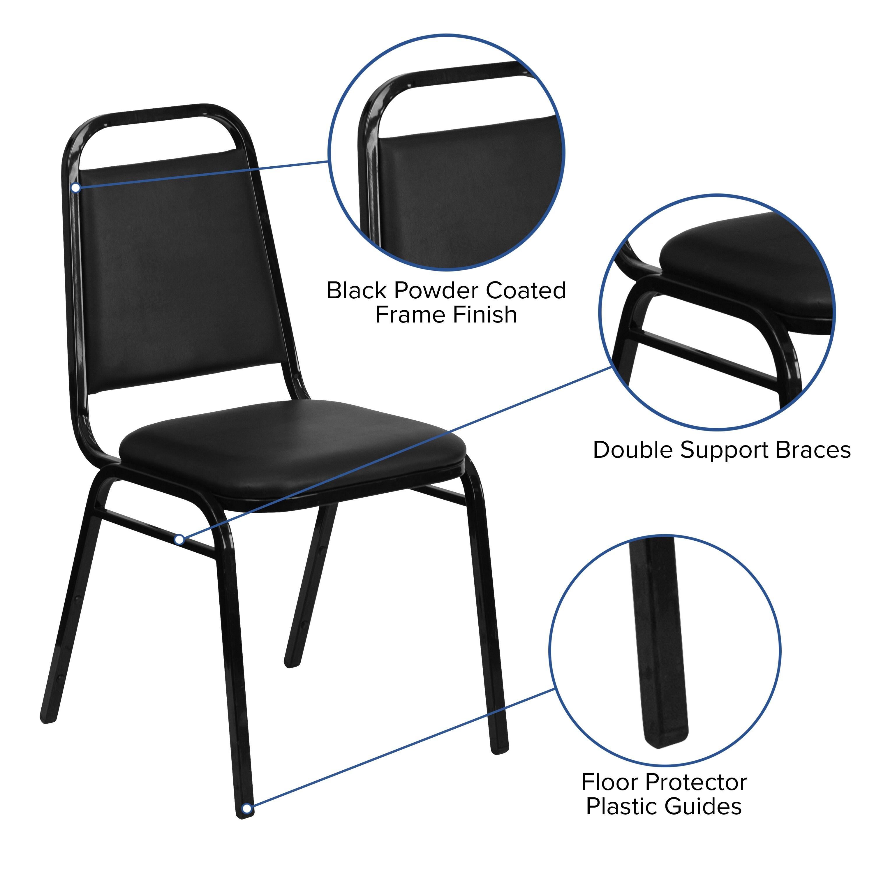 Alt View 11. Alamont Home - Hercules 4PK Trapezoidal Back Stacking Banquet Chair in Black Vinyl with 1.5" Thick Seat - Black Vinyl/Black Frame.