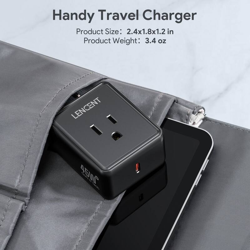 Handy Travel Charger  
Product Size: 2.4x1.8x1.2 in  
Product Weight: 3.4 oz  
LENCENT 4,500
