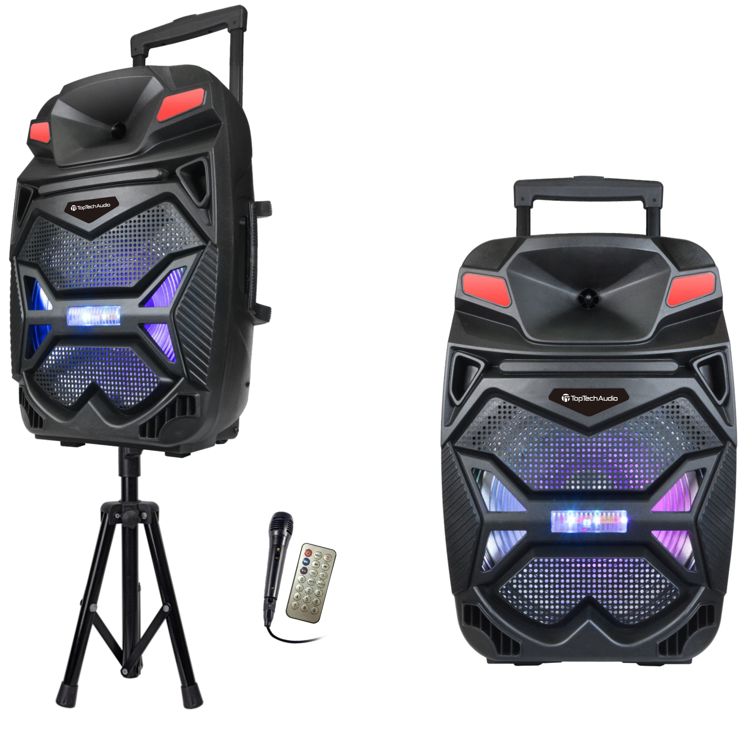 Front. TopTech - Fully Amplified Portable 15" Speaker with Bluetooth - Black.