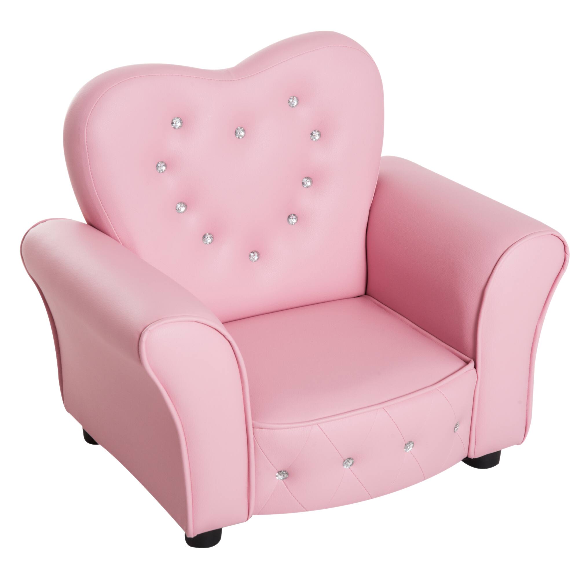 Qaba - Kids Sofa Toddler Tufted Upholstered Sofa Chair Princess Couch Furniture with Diamond Decoration for Preschool Child - Pink