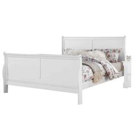 Manhattan Lane - Sleigh Design Full Size Bed with Sleek Legs, White - White