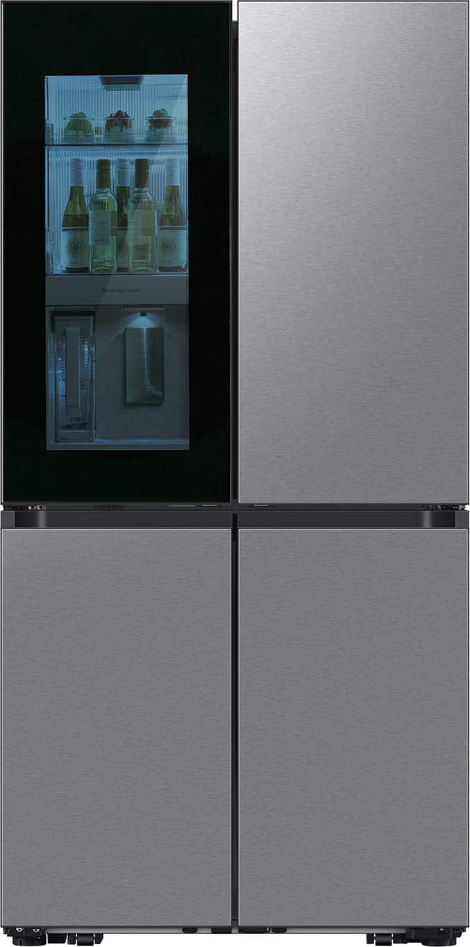 Front. Samsung - Bespoke 23 Cu. Ft. 4-Door Flex French Door Counter Depth Refrigerator with Auto Open Door - Fingerprint Resistant Stainless Steel.