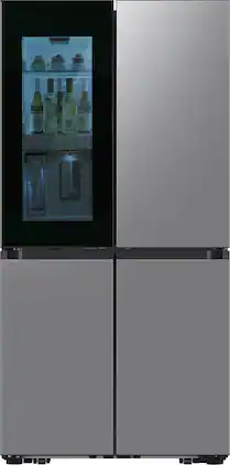 Samsung - Bespoke 23 Cu. Ft. 4-Door Flex French Door Counter Depth Refrigerator with Auto Open Door - Stainless Steel