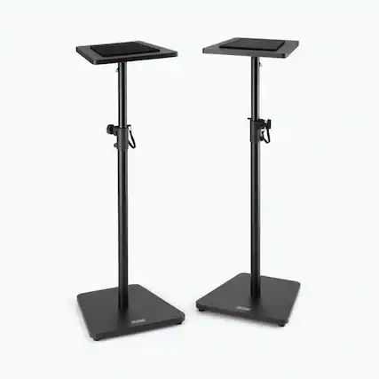 Front. On Stage Stands - On-Stage SMS7500B Wood Studio Monitor Stands (Black, Pair) - Black.