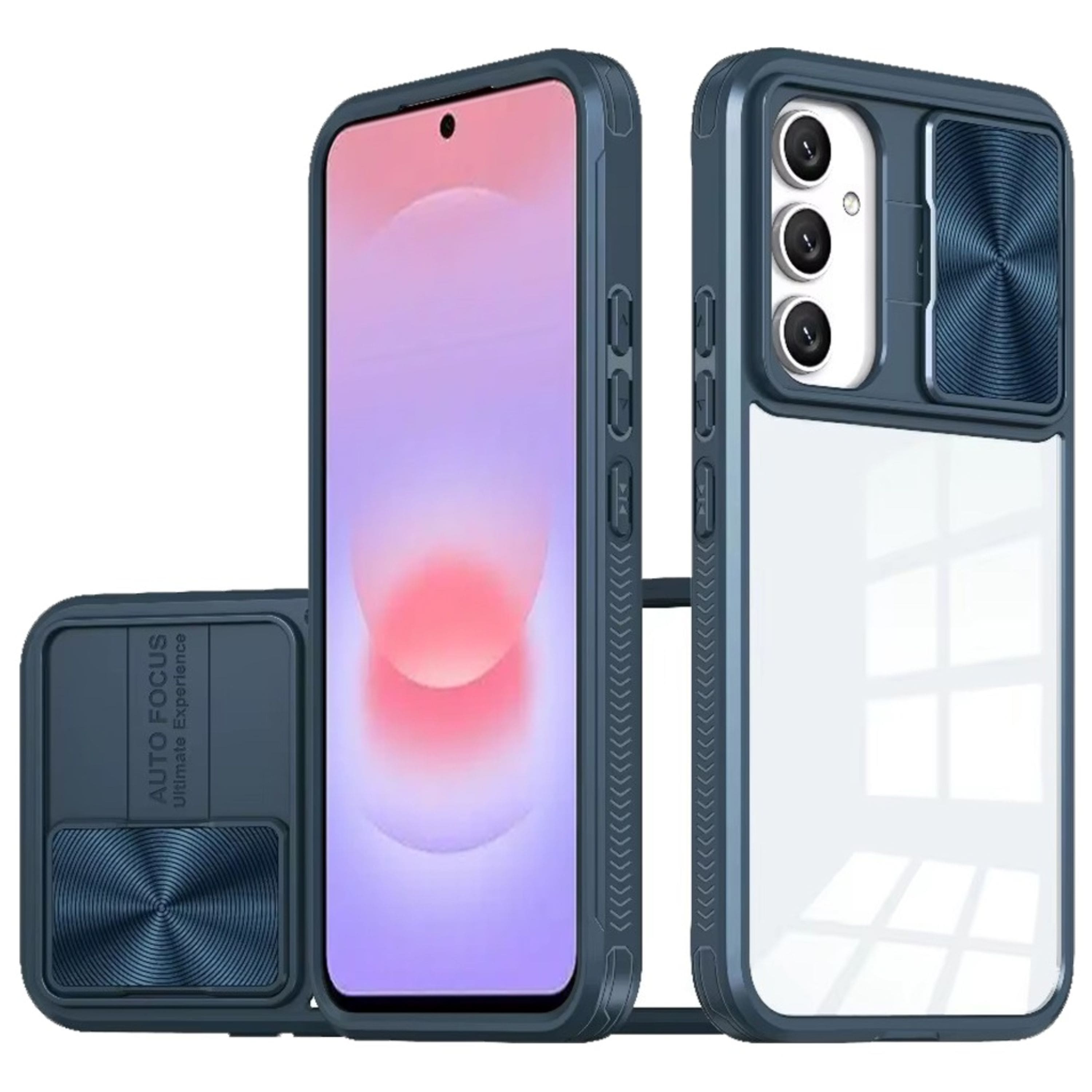 Kitcheniva - Heavy-Duty Rear Lens Slider Rugged Hybrid Case With Tempered Glass For Samsung Galaxy A37 - Blue