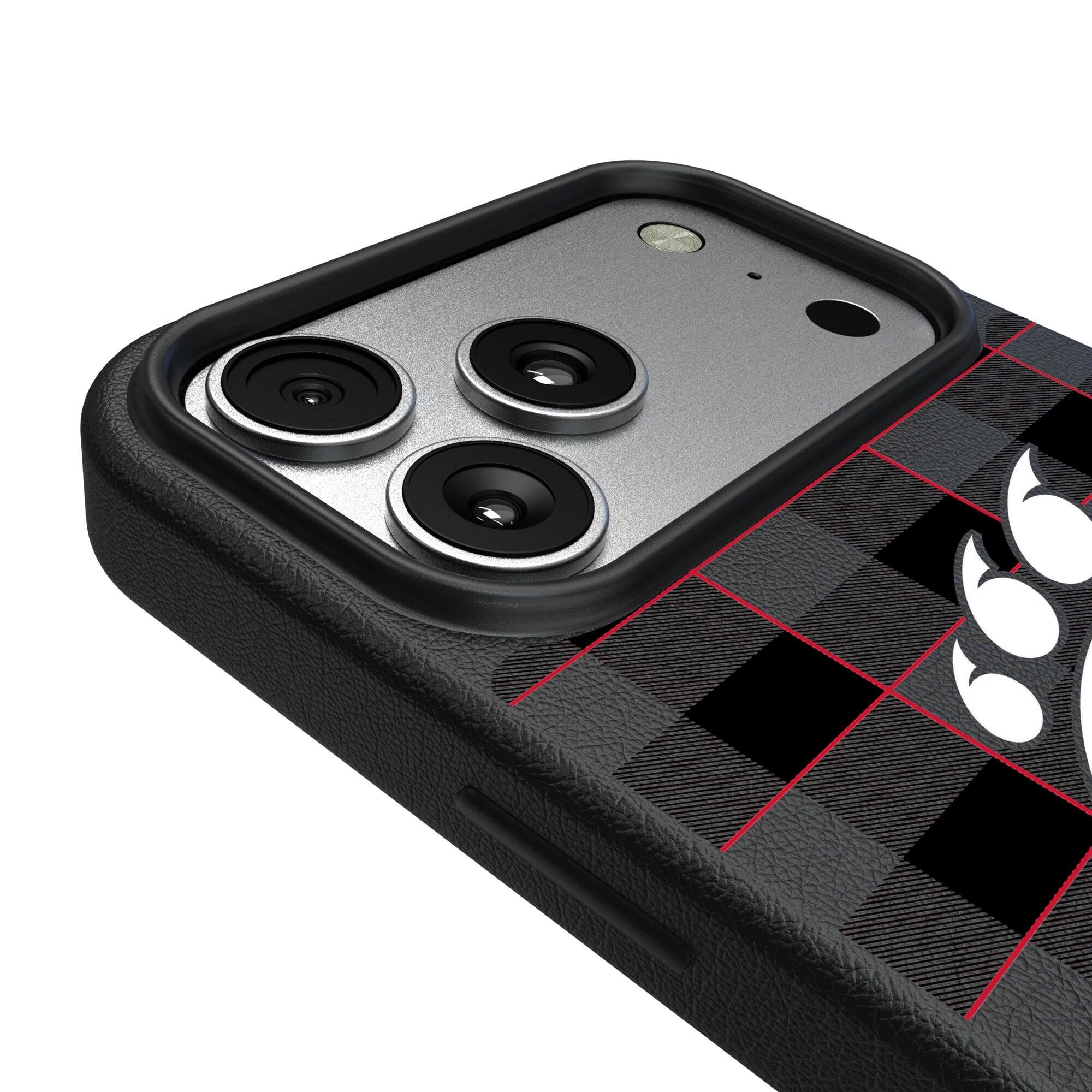 Alt View 2. Keyscaper - Cincinnati Bearcats Plaid Magnetic Bump iPhone Case - 15 Plus - Black.