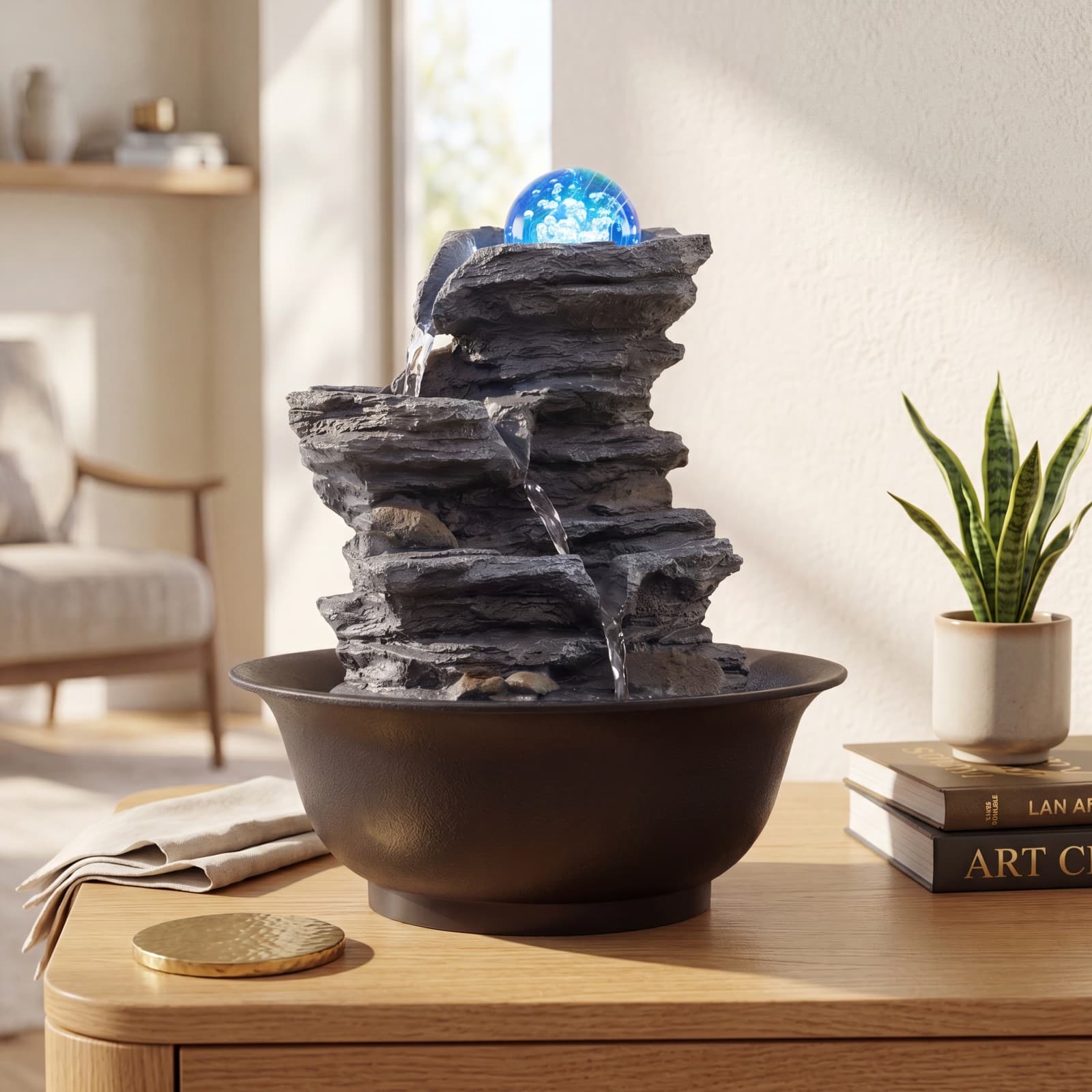 Costway - Tabletop Water Fountain with Rolling Crystal Ball, Color-Changing LED Light, Pump - Black price history on PriceWatchPro