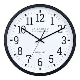 La Crosse Technology - 14.10-Inch Insta-Set Wi-Fi Analog Wall Clock - Black