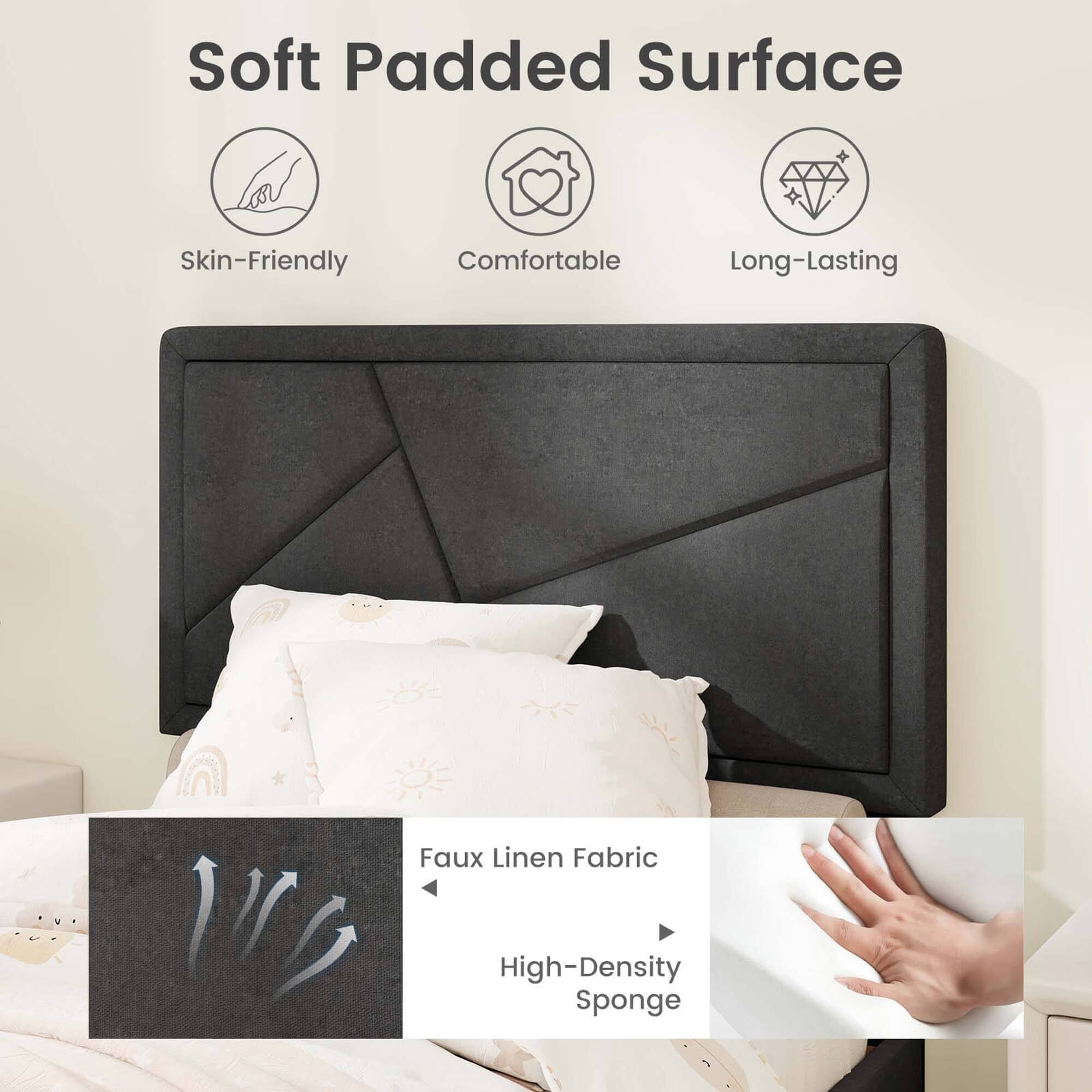 Soft Padded Surface: Skin-Friendly, Comfortable, Long-Lasting Faux Linen Fabric High-Density Sponge