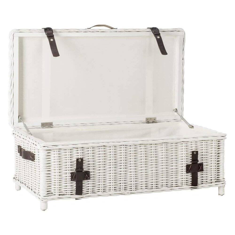 Front. Safavieh - Home Collection Navarro White Rattan Coffee Table - White.