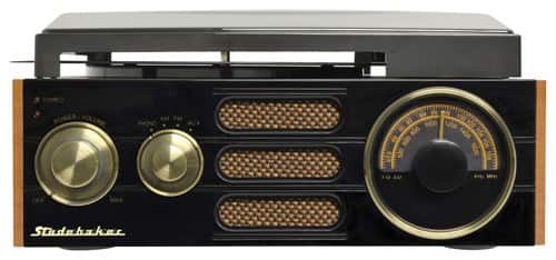 Front. Studebaker - 3-Speed Stereo Turntable - Brown/Black.