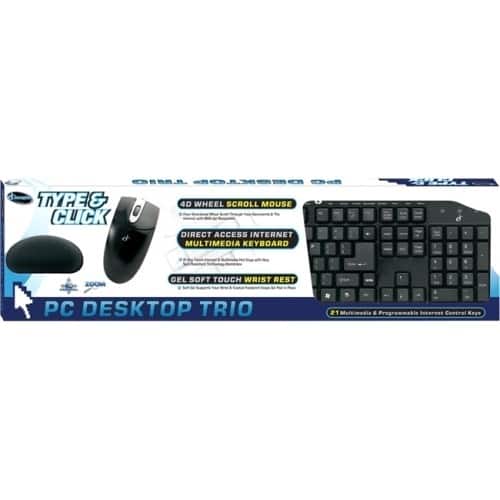 Front Standard. iConcepts - Type & Click PC Desktop Trio - Black Keyboard; Black Pointing Device.